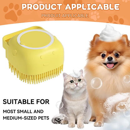 3 in 1 Silicone Dog Bath Brush Massage & Shampoo Dispenser Tool