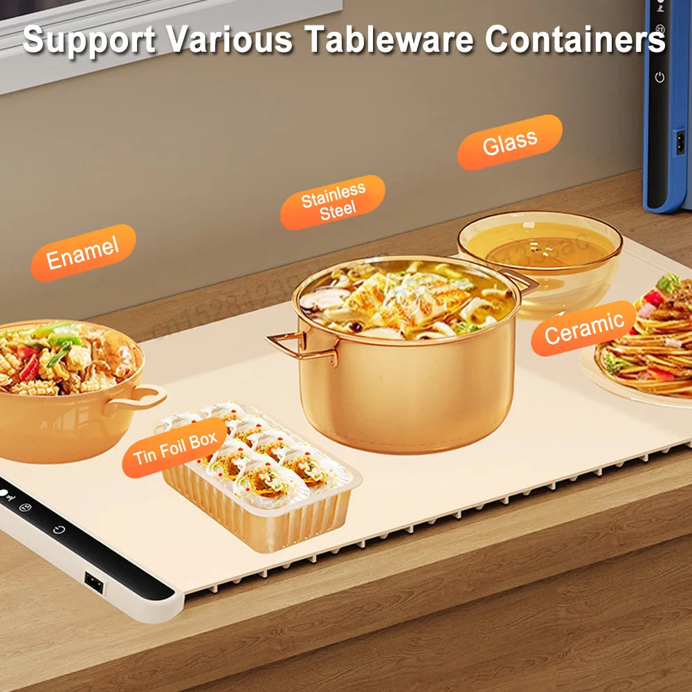 Foldable Electric Food Warming Tray – Portable Heating Mat with 3 Temperature Settings