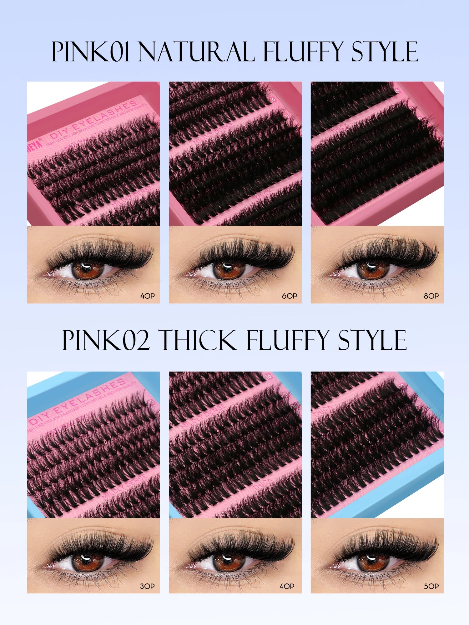 Cluster Lashes Kit – Fluffy Faux Mink Individual Lashes for Salon-Quality Volume