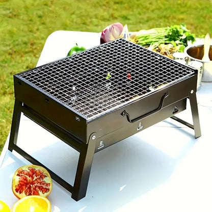 Portable Stainless Steel Charcoal BBQ Grill – Mini Outdoor Cooking Tool Kit for Camping, Picnic & Beach