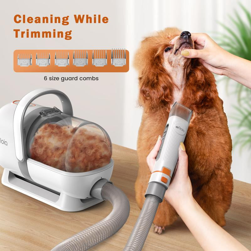 All-in-One Pet Grooming Vacuum Kit – Low Noise Dog Clippers, Deshedding Brush & Hair Remover Tools for Easy At-Home Grooming