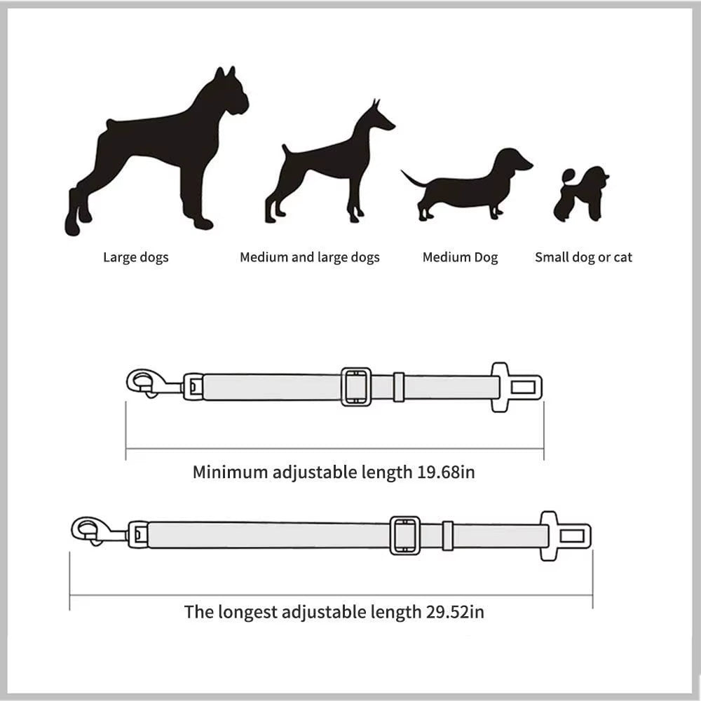Adjustable Pet Car Seat Belt – Safety Harness Lead Clip for Dogs & Cats, Secure Vehicle Restraint for Travel