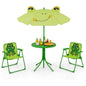 Kids Outdoor Picnic Table Set with Adjustable Umbrella & Folding Chairs – Portable Children’s Patio, Garden & Backyard Furniture