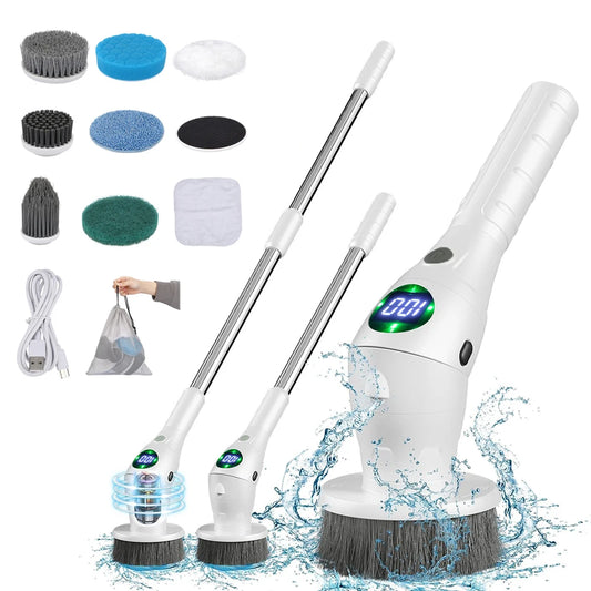 8-in-1 Electric Cleaning Brush – Cordless Rotating Scrubber for Bathroom, Kitchen & Home