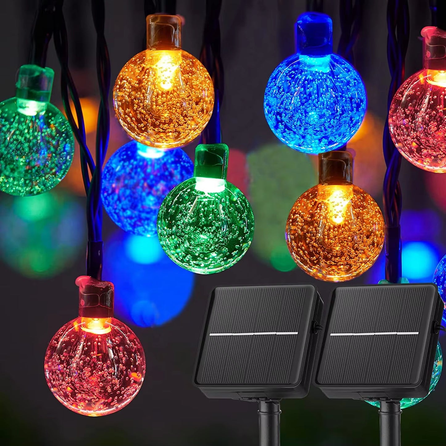  LED Solar String Lights – 60 Waterproof Crystal Globe Lights, 8 Lighting Modes | Outdoor Patio, Garden, Tree & Party Decor