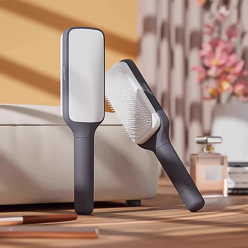 Self-Cleaning Anti-Static Hairbrush for Women – One-Key Hair Removal, Scalp Massage & Air Cushion Detangling Comb