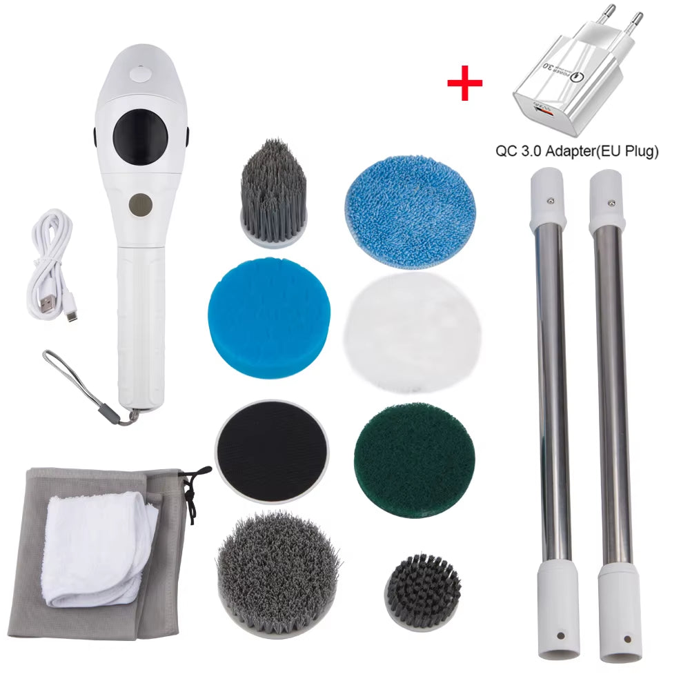 8-in-1 Electric Cleaning Brush – Cordless Rotating Scrubber for Bathroom, Kitchen & Home