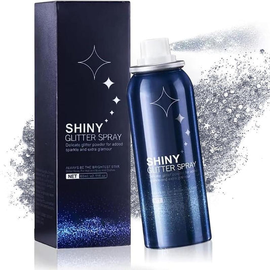 [Buy 1 Get 1 Free] Body Glitter Spray for Skin & Hair – Long-Lasting, Quick-Drying Silver Shimmer – Festival, Rave, Stage & Prom Makeup Glitter – 2.11 Fl Oz
