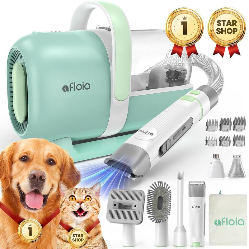 All-in-One Pet Grooming Vacuum Kit – Low Noise Dog Clippers, Deshedding Brush & Hair Remover Tools for Easy At-Home Grooming